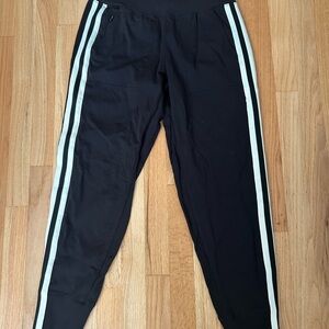 Athleta Venice Black Joggers with White Stripes